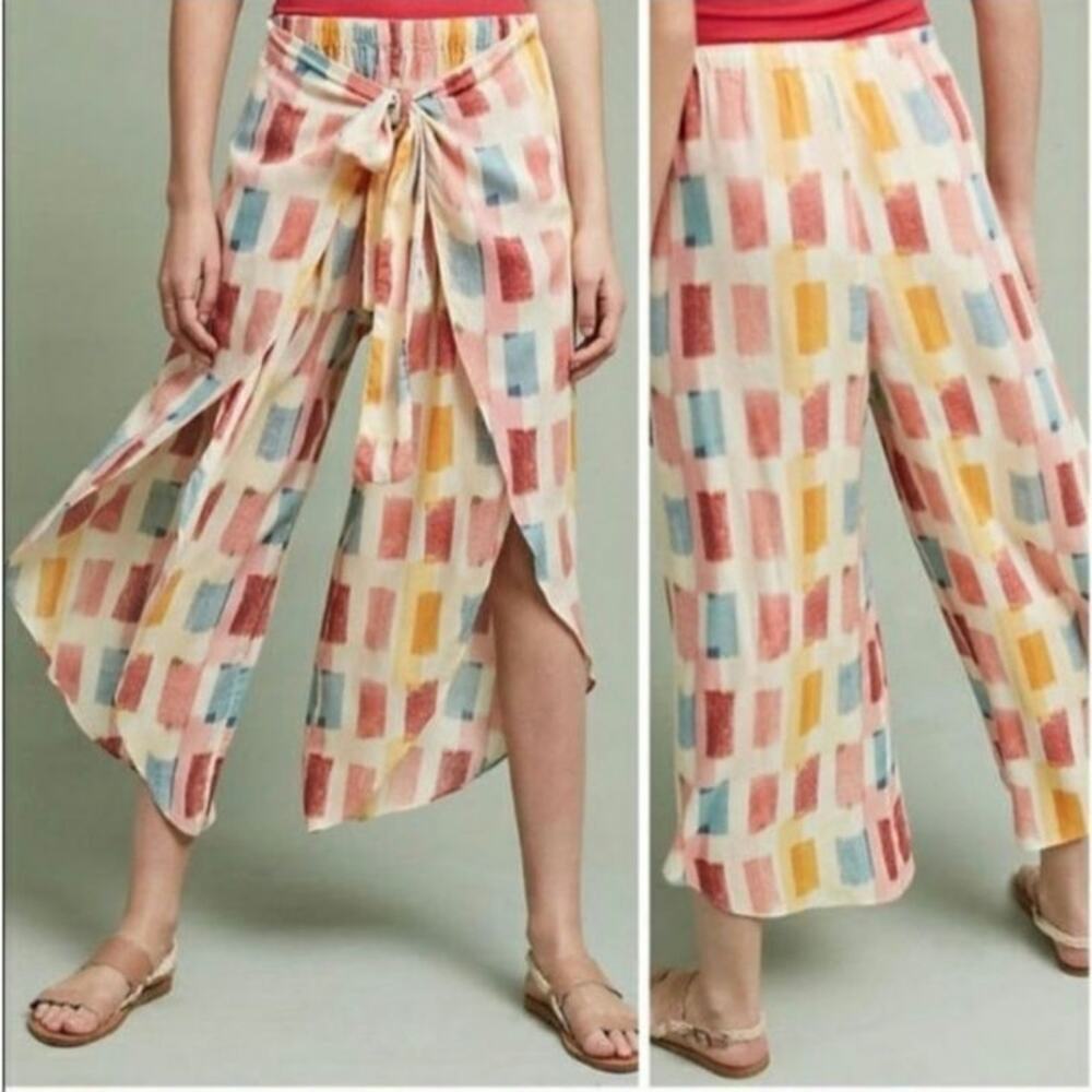 Anthropologie Lilka‎ Watercolor Sarong Wrap Pants Size: L